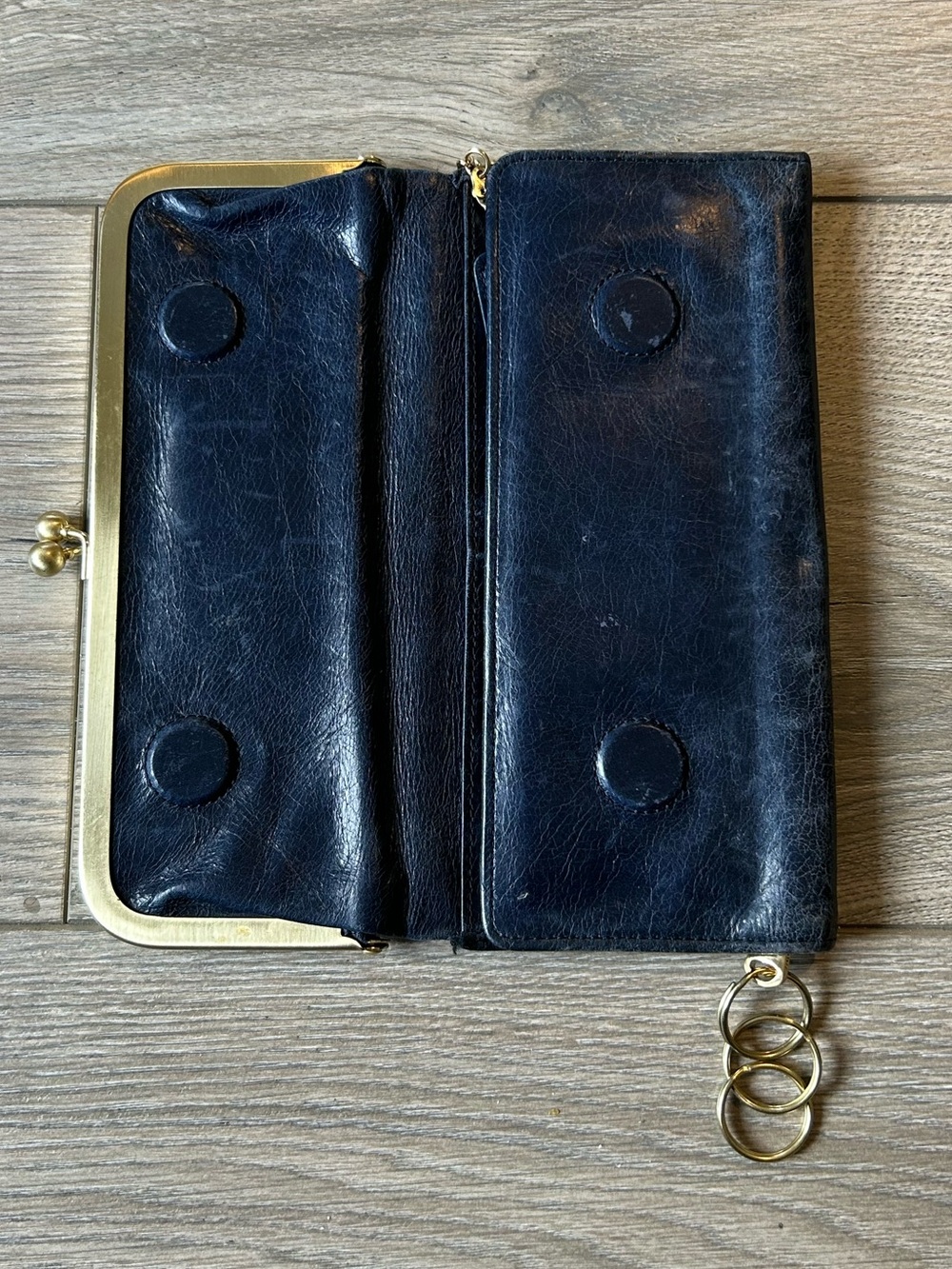 Vintage The Original Hobo Rachel Continental Wallet Genuine Leather Blue - Picture 4 of 11